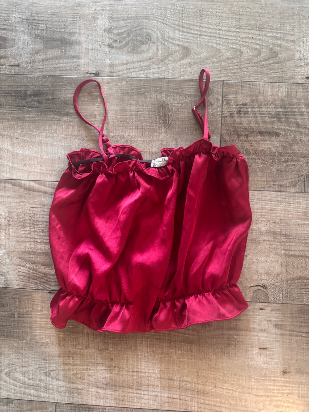 Free People Red Satin Ruffle Camisole